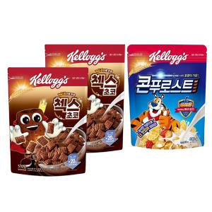 켈로그 오곡 첵스초코, 570g, 2개 + 콘푸로스트, 600g ,1개