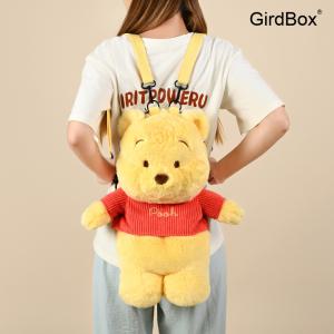 GirdBox 디즈니 정품 푸우 곰 책가방 플러시 인형 대용량 귀여운 백팩 학생 여학생 생