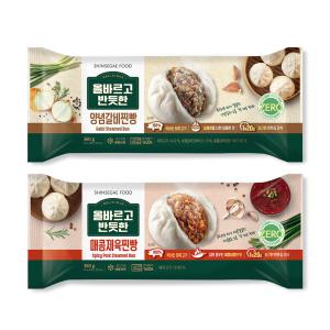 [내일도착] 올바르고반듯한 양념갈비찐빵 (90g x 4개) 1팩 + 매콤제육찐빵 (90g x 4개