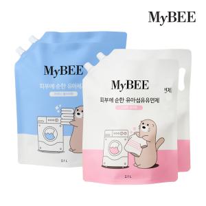 초핫딜 마이비 피부에순한 세제 2팩(올리브)+유연제 2팩(스위트터치) 리필형 2.1L