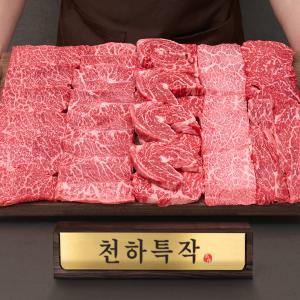 [엄마네한우] 1++등급(7-9) 프리미엄 투뿔한우 천하특작 선물세트 1.4kg 살치살 꽃살