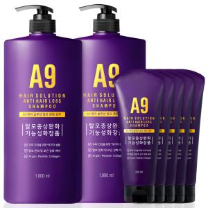 A9 탈모샴푸 1000ml 2개+200ml 5개 약산성 대용량 두피 비듬 샴푸