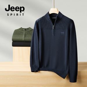 JEEP 남성 겨울 반집업 두꺼운 니트 스웨터