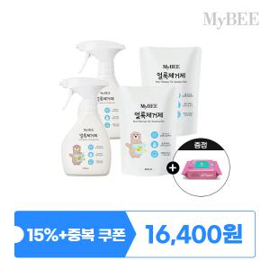 초핫딜 마이비 얼룩제거제 용기 (330ml )2개+리필 (300ml) 2팩+물티슈 100매