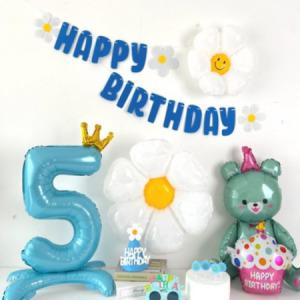 하피블리 크라운숫자풍선 생일가랜드 안경세트 5번