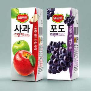 델몬트 쥬스 사과 + 포도 드링크팩 190ml 각24팩(총48팩