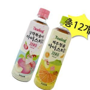 [리씨리씨] 티로그 아이스티제로 납작복숭아 홍차500&제주청귤 녹차500ml x 각6개(총12개) 이노엔 차음료