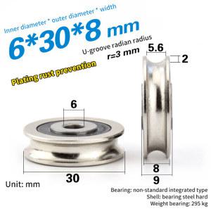 6*30*8mm High Quality Wire Rope Groove Bearing Pulley For Door Window Sliding Track Roller Stainless Steel Sheave