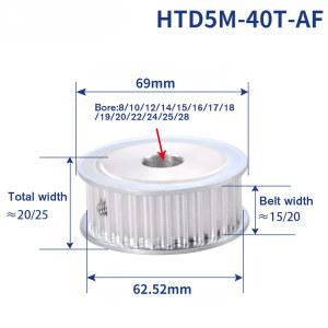 HTD5M 40T 타이밍 풀리 보어, 5, 68, 10, 12, 14, 15, 16, 17, 20, 22, 24, 25mm, 40 톱니, 5mm 피치 풀리, 20 벨트, mm 너비 5m