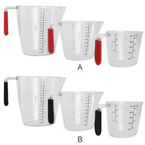 투명 플라스틱 계량 컵 주방 베이킹 밀가루 저울 머그잔 TPR 핸들 회색 3