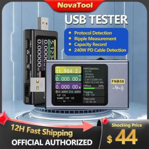 충전 전압계 감지 테스터 용량 리플 USB 고속 TYPE-C 나침반 전류계 FNIRSI-FNB58 측정 디지털