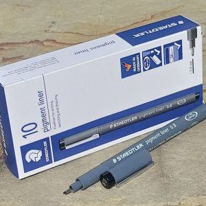 스테들러 0.8mm Fineliner pigment liner 블랙 1다스캘리그라피펜 데코 꾸미기 기재료 용품 그림그리기 만