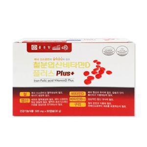 종근당 철분 엽산 비타민D 플러스 500mg x 60캡슐영양보조제 영양제 분보충제 보충제 기능성 D제