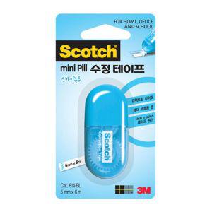 3M 미니필 수정테이프 5mmX6m 블루 12개입팬시용 학생 볼펜 테이프 화이트 문구용 용화이트 도구