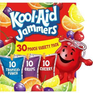 KOOL-AID Kool-Aid Jammers 트로피컬 펀치 (포도  체리 인공 맛 아동용 청량 음료 버라이어티 팩, 30개입