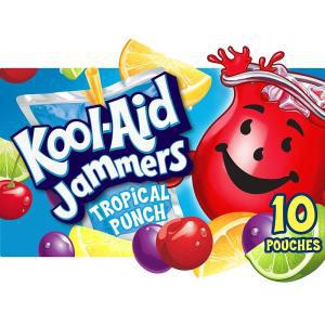 KOOL-AID Kool-Aid Jammers 트로피컬 펀치 맛 0% 주스 음료, 10개입 박스, 177.4ml (6온스) 파우치