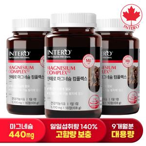 [인테로] 마그네슘 컴플렉스 440mg 90정 X 3병 (9개월분) 영양제