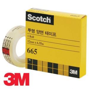 2개 구성 x 테이프 3M 6.35M 665 12mm 투명 양면 스카치 리필