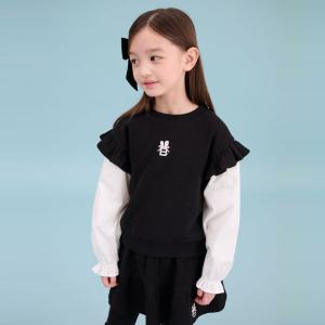 BEANPOLE KIDS 여아 니트라이크 레이어드 스웨트 셔츠 블랙 BI5141G055