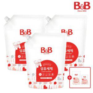 비앤비 유아 섬유세제 1500ml 베이비파우더향 3입+증정품_M002