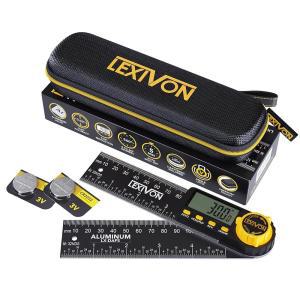 LEXIVON 알루미늄 디지털 각도 측정기 게이지 130mm5인치 다목적 각도기 XL 디스플레이 견고한 지퍼 파우치