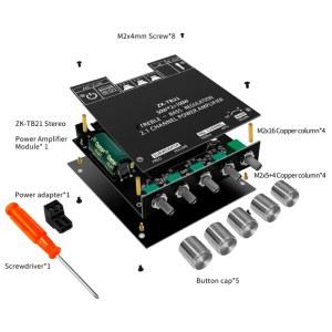 채널, BT5.0, TB21 스테레오 2.1 보드, 고출력 x 베이스 앰프 2 50W TPA3116D2 ZK 오디오 + 100W 앰프, 디지털 칩,