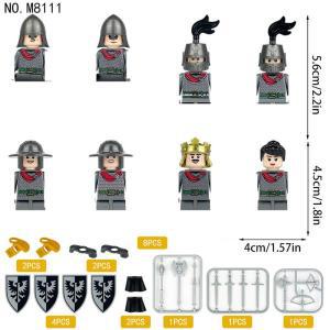 중세 전쟁 로마 군인 빌딩 블록 인형, 킹 앤 퀸 나이트 액세서리 피규어, 어린이 장난감, M8111, 세트당 8