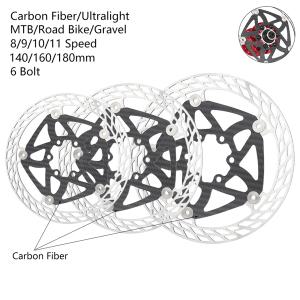 TTPRO MTB 로드 바이크용 카본 디스크 브레이크 로터 초경량 140 160 180mm 6 볼트 플로팅 디스크 브레이크