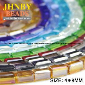 JHNBY 사각형 오스트리아 크리스탈 비즈 4x8mm 50 개 고 모양 유리 느슨한 보석 만들기 팔찌 DIY