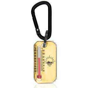 Sun Company Brass Zip-o-gage - 재킷, 파카 또는 백팩용 지퍼 당김 온도계 | 카라비너와 윈드칠 차트가 있