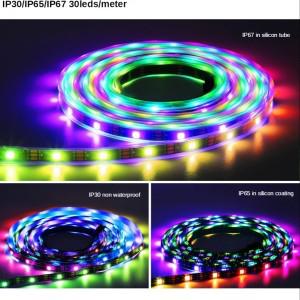 블랙LED  RGB Led 스트립 5m/롤 5V 30/60Led WS2812/2812B 조명 블랙/화이트 PCB IP30/65/67 개별 조정 가