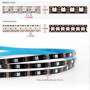 블랙LED 개별 주소 지정 가능 RGB LED 스트립 조명 블랙/화이트 PCB IP30/65 IP67 WS2812B 1m 2m 3m 4m 5m