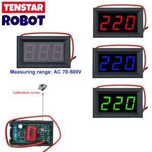 LED 디지털 전압계 전압 계량기 볼트 계기 도구 AC 70 500V 0 56 인치 2 와이어 레드 그린 블루 디스플레이 110V 220V DIY