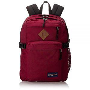 JanSport Main Campus 백팩 - 여행 또는 업무용 15인치 노트북 슬리브 듀얼 물병 포켓 러셋 레드 475402