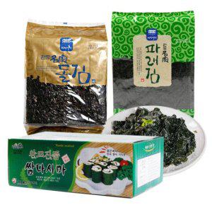 [완도진품]돌김100장+파래김100장+햇염장(쌈)다시마(2kg)