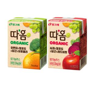 빙그레 따옴 오가닉주스120ml(사과6+오렌지6)/무