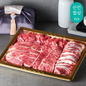 [품질포장]1++ 한우 선물세트 패밀리한상 800g (등심 채끝 차돌박이 안심 갈비살 살치살)