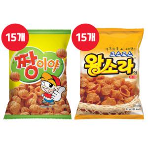 코스모스 짱이야 50g 15개 + 왕소라형 과자 62g 15개 (총30개)