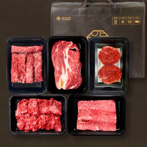 1++ 프리미엄 시그니처 한우 선물세트 S 1.6kg 투뿔 구이용 꽃갈비살 등심 살치 샤토브리앙 특수부위 소고기 선물세트