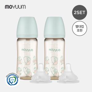 [모윰] PPSU 노꼭지 올인원 오구오구 에디션 젖병 270ml 2팩+젖꼭지(2ea)