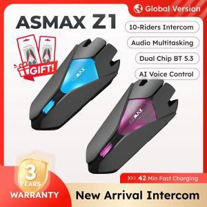 오토바이오디오 ASMAX Z1 오토바이 블루투스 인터콤 IP67 방수 헬멧 헤드셋 2 칩 8 코어 HIFI 스피커 ENC 4