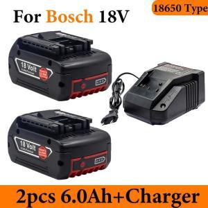 충전식 리튬 이온 배터리, Bosch 18V 전동 공구 백업, 휴대용 교체, BAT609, 18V 6.0Ah, 6000mah