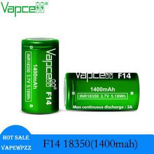 최고 용량 18350 Vapcell 18350 F14 1400mah 3A 배터리 충전식 리튬 온 셀, 손전등 장난감용 INR18350 전원