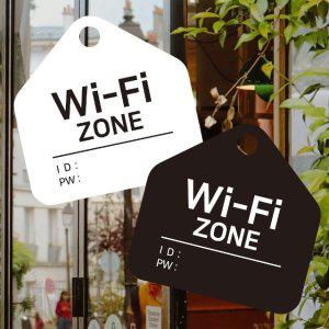 Wi-Fi ZONE 걸이형 소형 오각안내판 17x17cm (WFFPSOC)