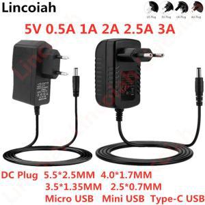 미니 마이크로 C 타입 USB 컨버터 스위칭 전원 어댑터 호환 DC 5 V 0.5A 1A 2A 3A AC 100-240V v 1000MA 코