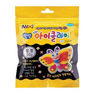 (아모스)탱탱 아이클레이 50g 검정 1갑 찰흙 칼라 도우 공예 점토 감각발달놀이 소근육 탱탱