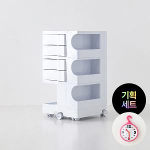 기획_빙그리 회전서랍 트롤리 4단+SVEN 고리시계