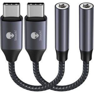 Stouchi USB C to 3.5mm 동글 어댑터 2팩 Type 헤드