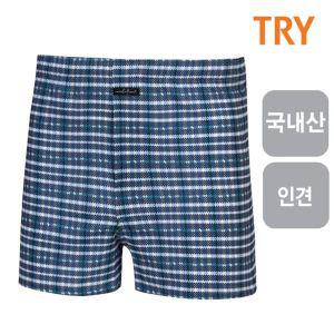 TRY 남성 체크나염 박서팬티 인견 남자트렁크 1매사각 사각 편한사각 국내산 여름