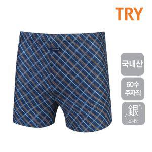 TRY 주자직 남성 트렁크 60수 사각 면팬티 남자 속옷 60수주자